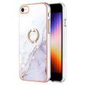 YB IMD iPhone SE etc. case in marble with a ring - White