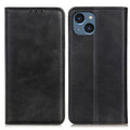Split Leather iPhone 14 wallet cover - Black