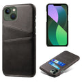 IPhone 14 PU Leather Coated Hard PC Case - Black — Övrigt