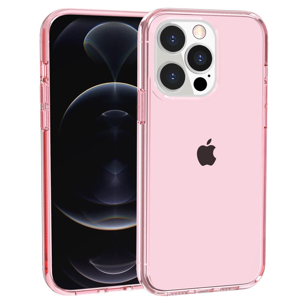 Hard PC + Soft TPU Case For iPhone 14 Pro Max - Transparent Pink