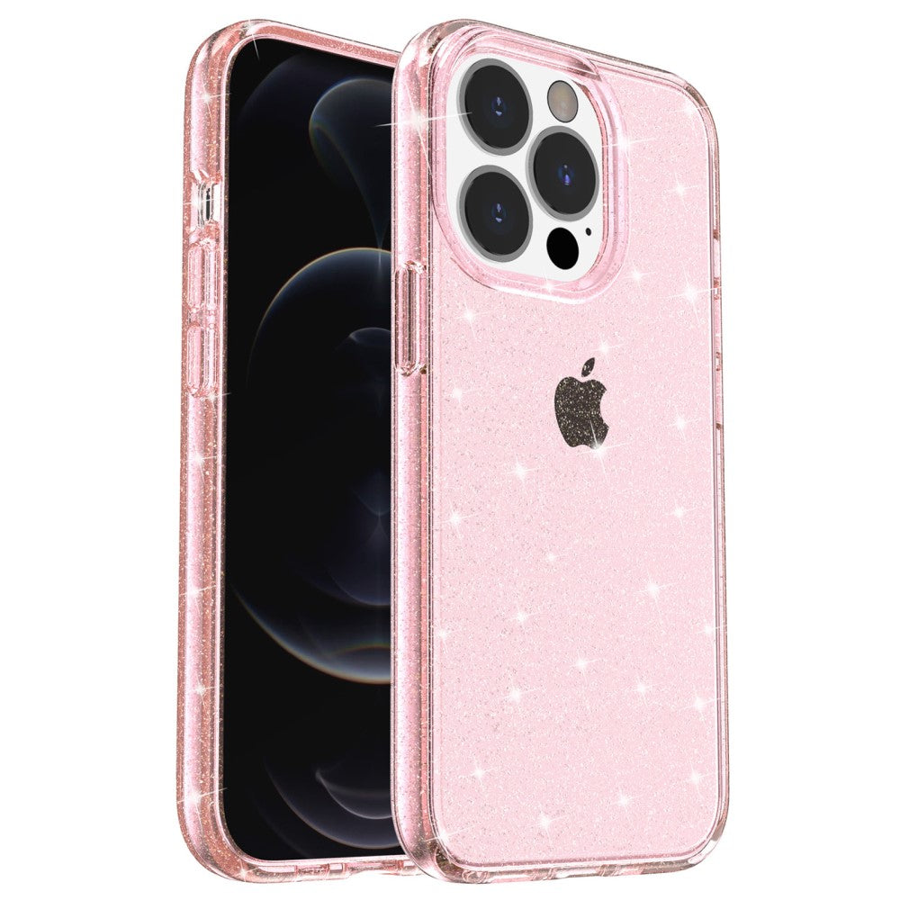 Glittery Powder Smart iPhone 14 Pro Case - Pink — Glittery
