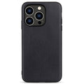 Shockproof iPhone 14 Pro leather case - Black