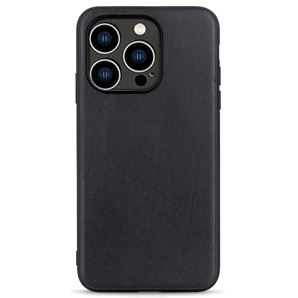 Shockproof iPhone 14 Pro leather case - Black