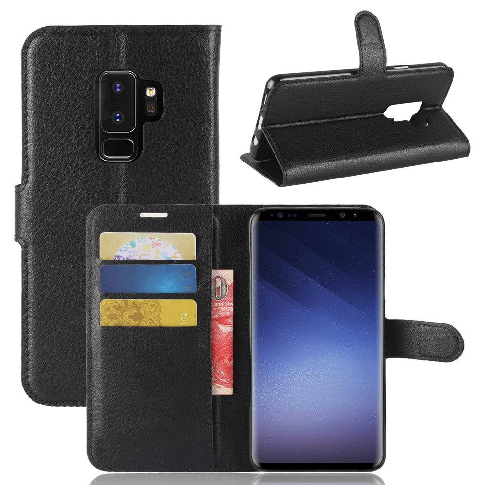 Litchi PU-Leather Cover for Samsung Galaxy S9 Plus - Black