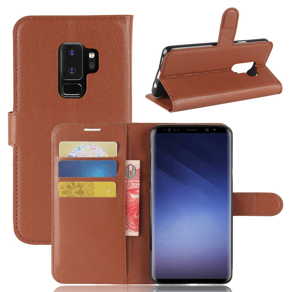 Litchi PU-Leather Cover for Samsung Galaxy S9 Plus - Brown — Litchi