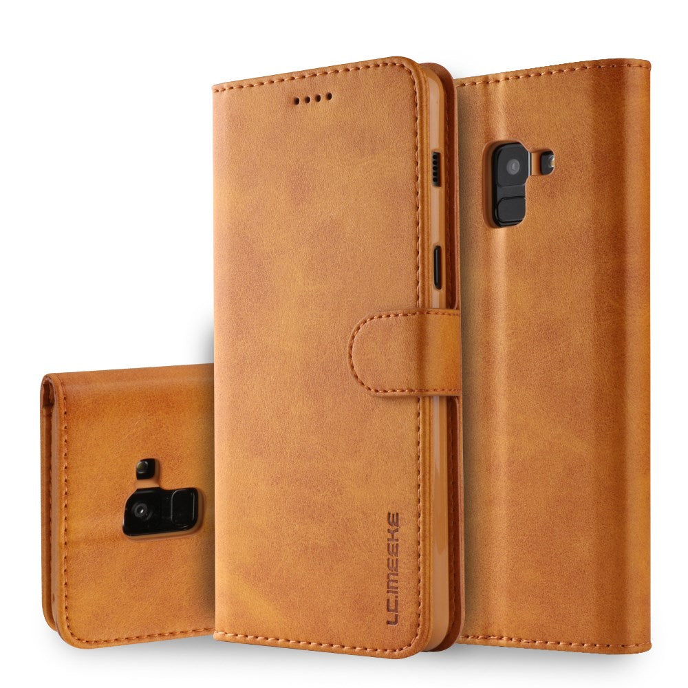 LC.IMEEKE Wallet Case for Samsung Galaxy A8 2018 - Brown