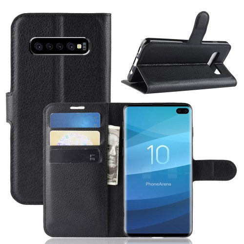 Litchi Skin Cover for Samsung Galaxy S10 Plus - Black