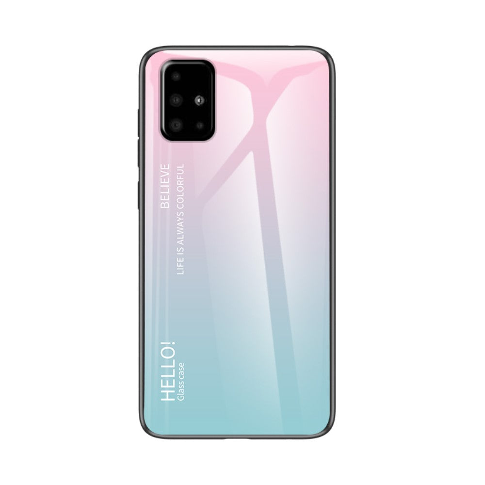 Gradient Tempered Glass Hybrid Case for Samsung Galaxy A51 - Pink & Cyan