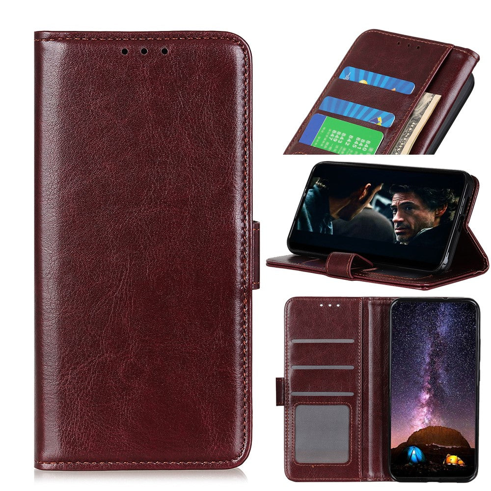 Crazy Horse Wallet Cover for Samsung Galaxy A21s - Brown