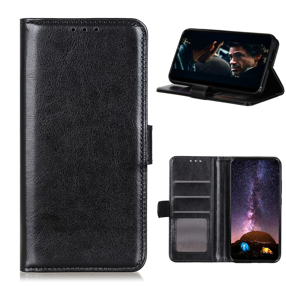 Crazy Horse Wallet Cover for Samsung Galaxy A42 - Black — Crazy