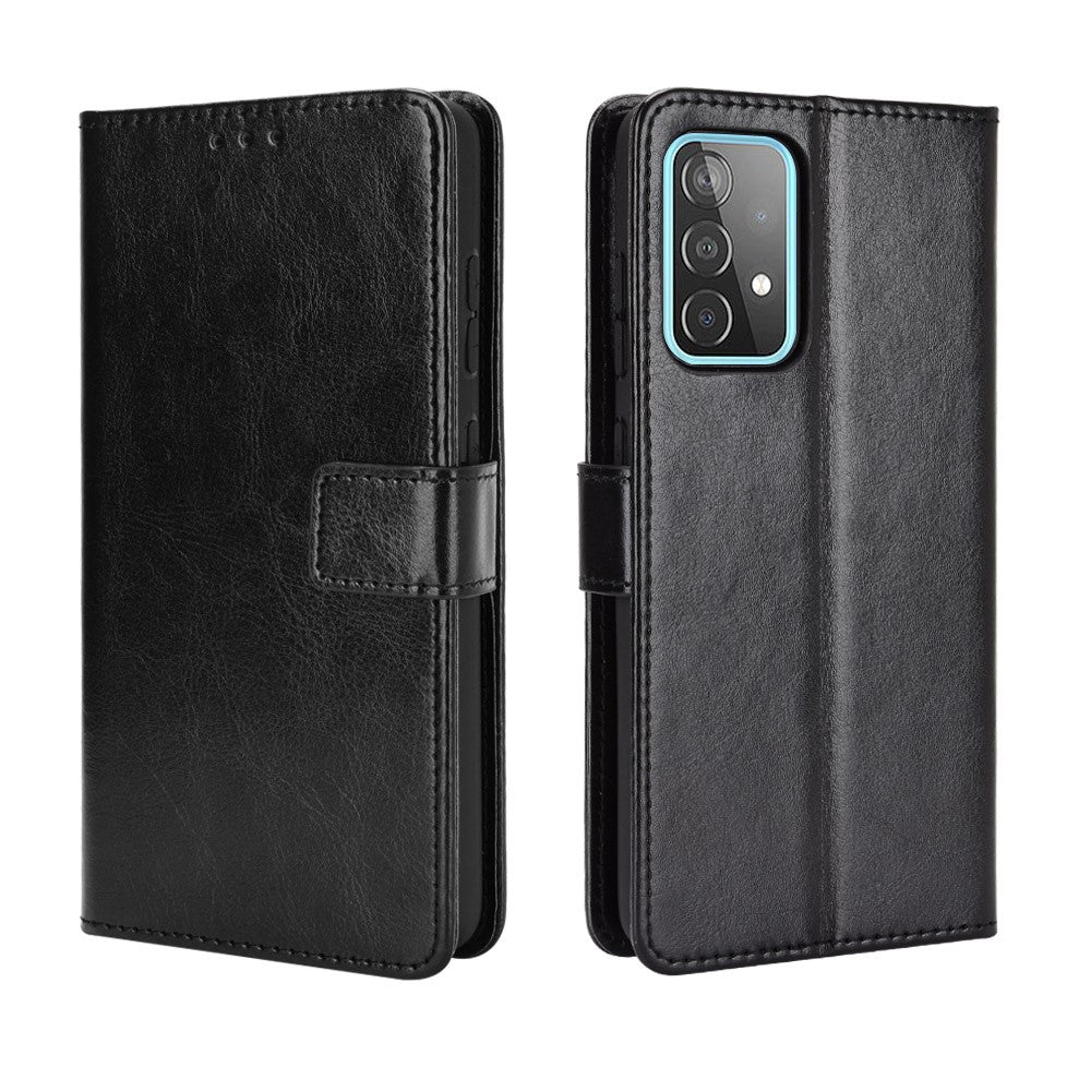 Crazy Horse Texture Leather Wallet Cover Galaxy A52 4G/5G & A52s 5G - Black — Crazy