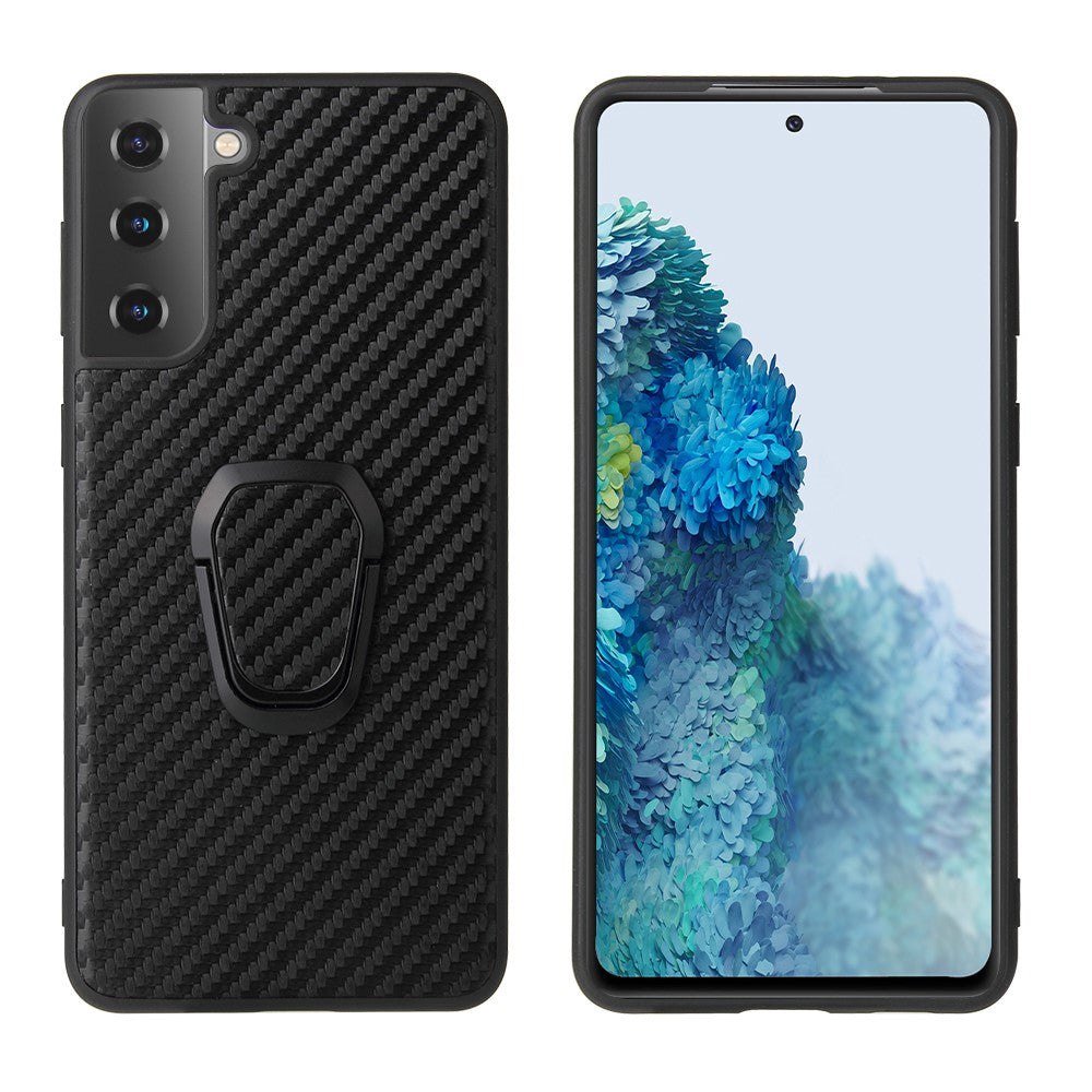 Case with Ringholder for Samsung Galaxy S21 Plus 5G - Carbon Fiber Texture