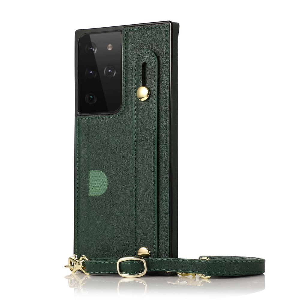 Case with Card Holder for Samsung Galaxy S21 Ultra 5G - Green