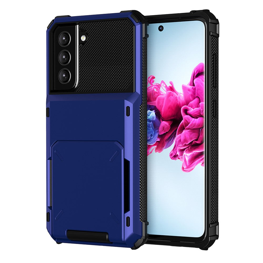Samsung Galaxy S21 FE case with a card holder - Blue