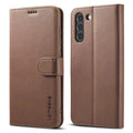LC.IMEEKE Wallet Cover for Samsung Galaxy S21 FE - Coffee — LC.IMEEKE