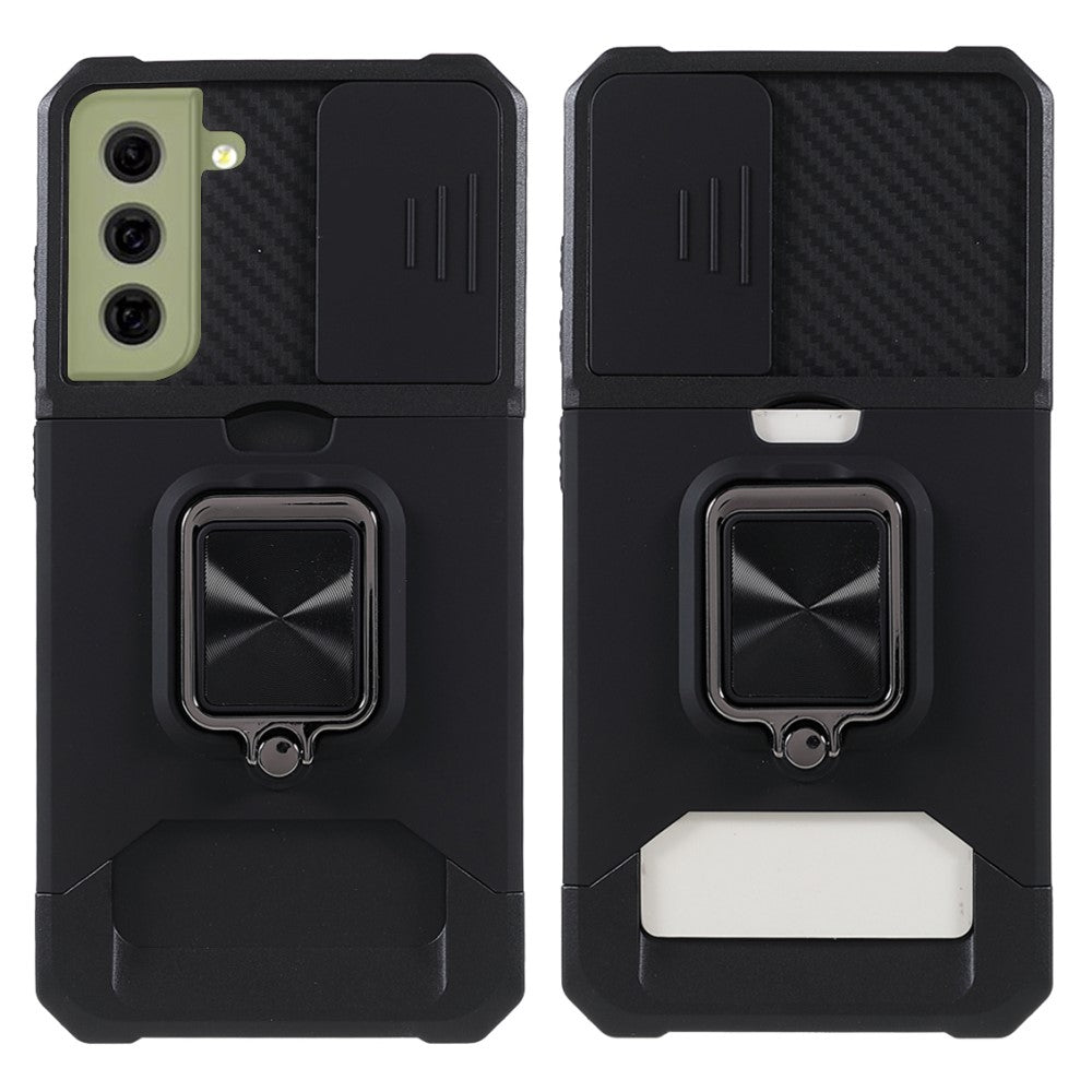 Samsung Galaxy S21 FE 5G case with a card holder and a stand - Black