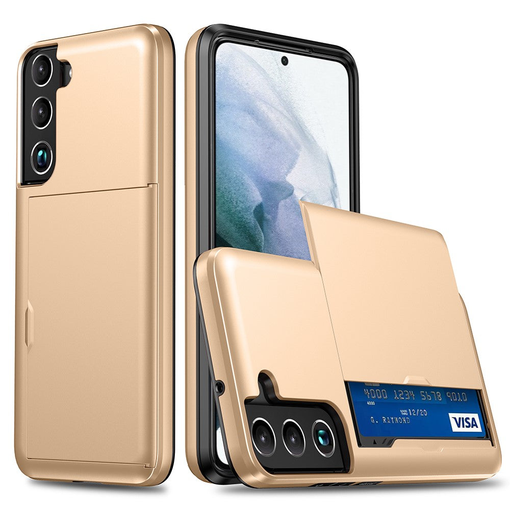 Samsung Galaxy S22 plus 5G case with a card holder - Gold