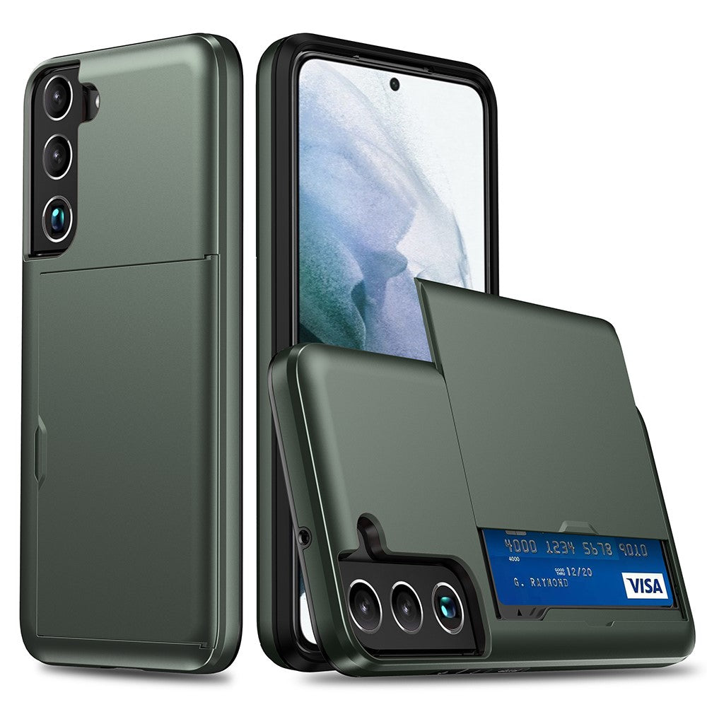 Samsung Galaxy S22 5G case with a card holder - Blackish Green