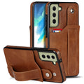 Samsung Galaxy S21 FE 5G case with a card holder and a stand - Brown — Samsung