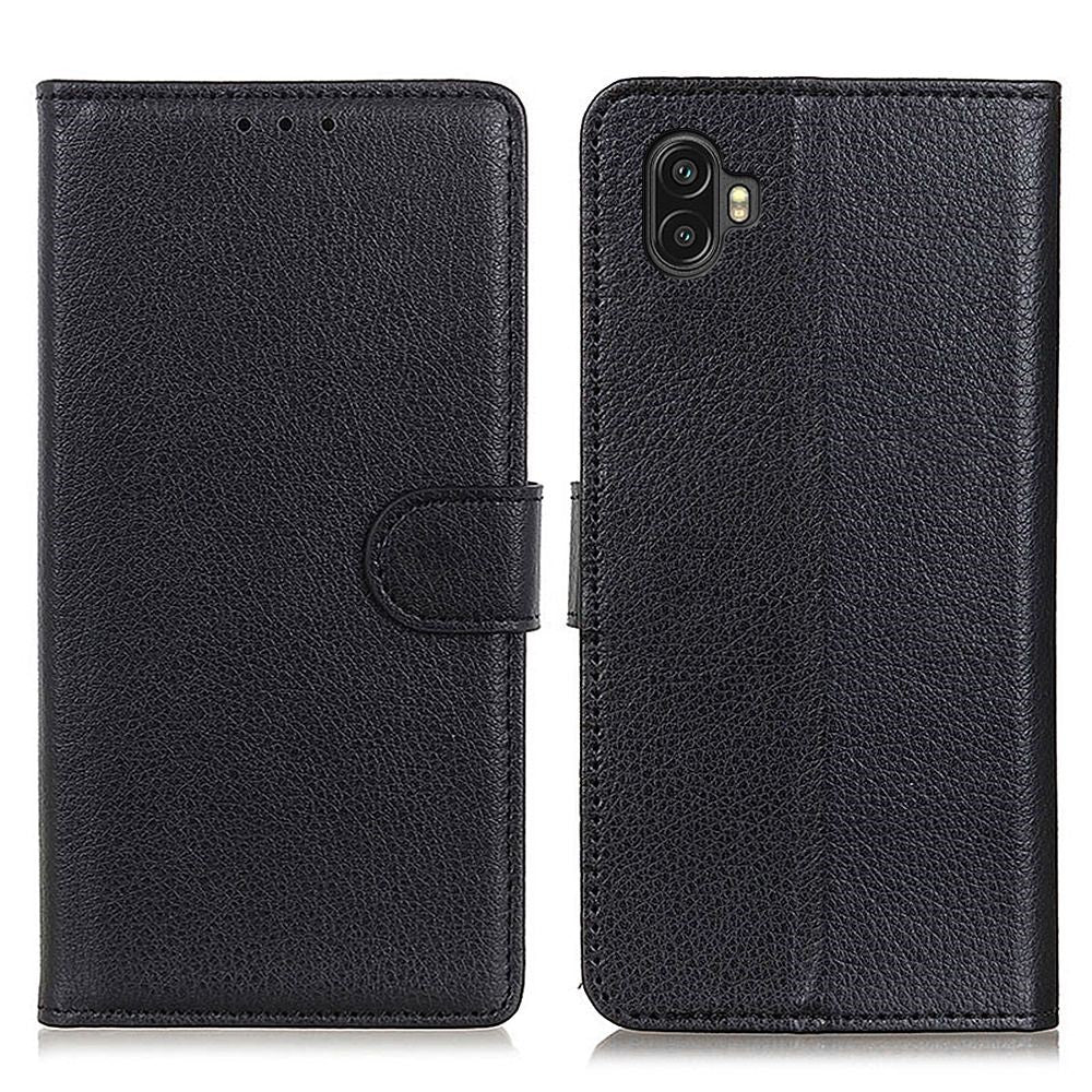 Samsung Galaxy Xcover 6 Pro Litchi Texture PU Leather cover - Black — Samsung