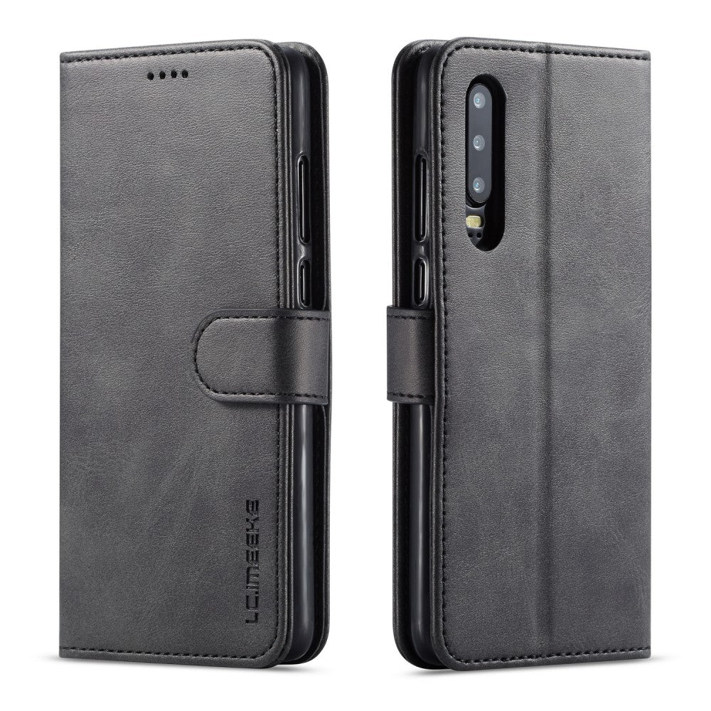 LC.IMEEKE Wallet Cover for Huawei P30 - Black — LC.IMEEKE