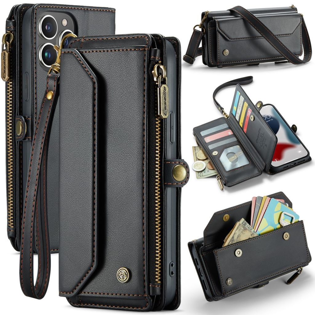 CASEME iPhone 13 Pro Max Wallet Cover Card Slots - Black