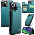 CASEME C22 iPhone 15 Wallet Case RFID Blocking - Green