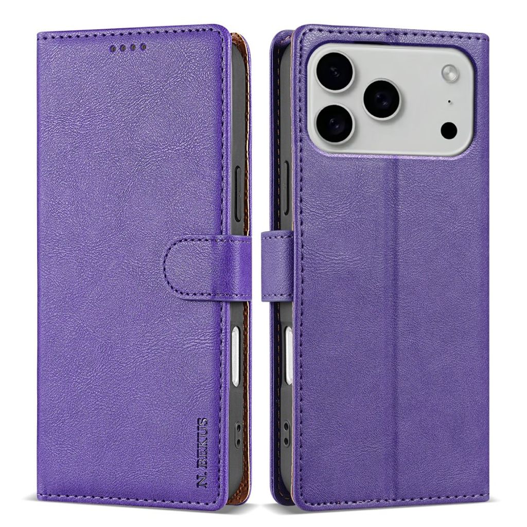 N.BEKUS iPhone 18 Pro Max/17 Pro Max Wallet Cover in PU-leather - Purple — N.BEKUS