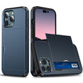 iPhone 15 Pro Max case with slide card holder - Navy Blue