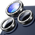 iPhone 18 Pro Tempered Glass Lens Protector with Rhinestone Metal Ring - Black — Övrigt