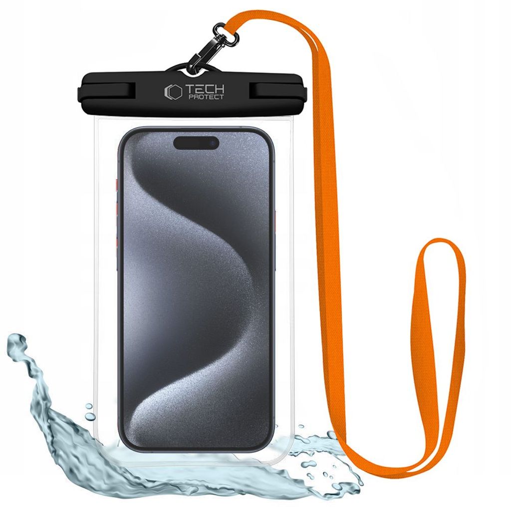 Tech-Protect Waterproof Case UWC7 waterproof for devices up to 6.9" - black and orange — Tech-Protect