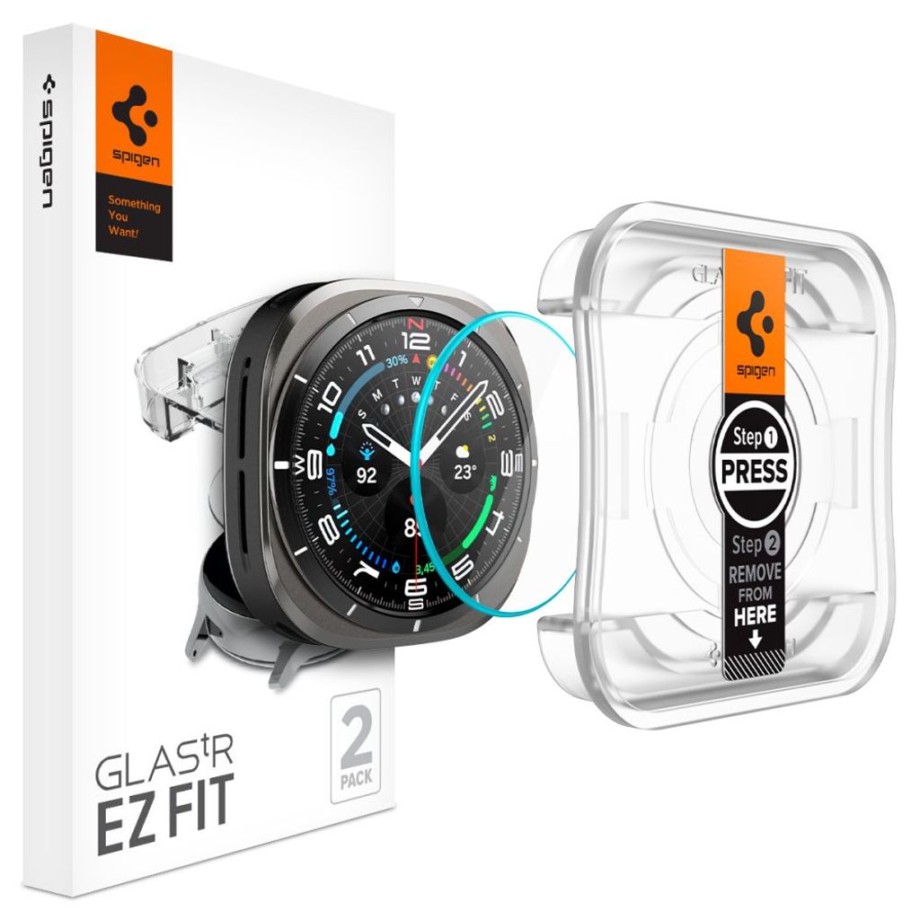 Spigen Glas.tR EZ Fit Screen Protector Samsung Galaxy Watch Ultra 47mm, 2-pack — Spigen