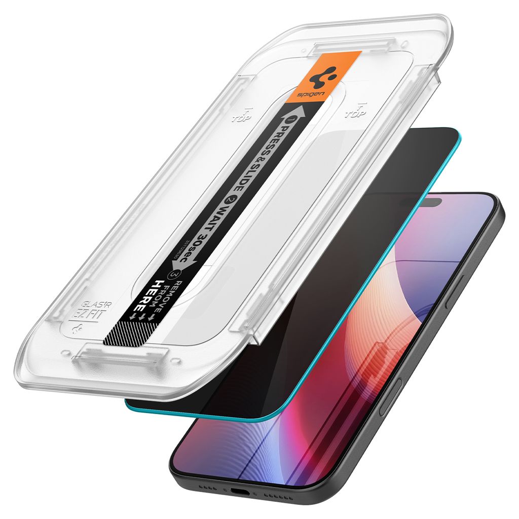 Spigen Glas.tR EZ Fit iPhone 16 Pro/17/17 Pro Privacy Tempered Glass 2-Pack — Spigen