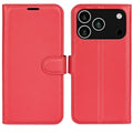 AMORUS iPhone 18 Pro Max/17 Pro Max Wallet Cover Litchi PU-leather - Red — AMORUS