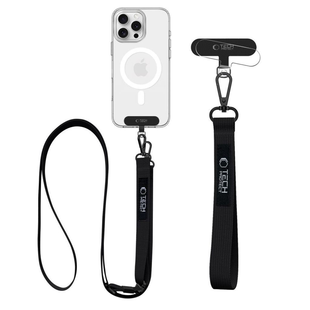 Tech-Protect C65 phone strap set for crossbody and wrist – Black — Tech-Protect