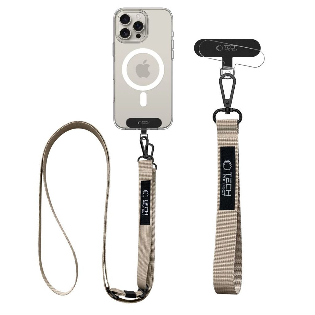 Tech-Protect C65 phone strap set for crossbody and wrist – Beige — Tech-Protect
