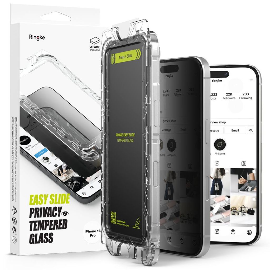 Ringke Easy Slide Privacy Screen Protector 2-pack for iPhone 16 Pro — Ringke