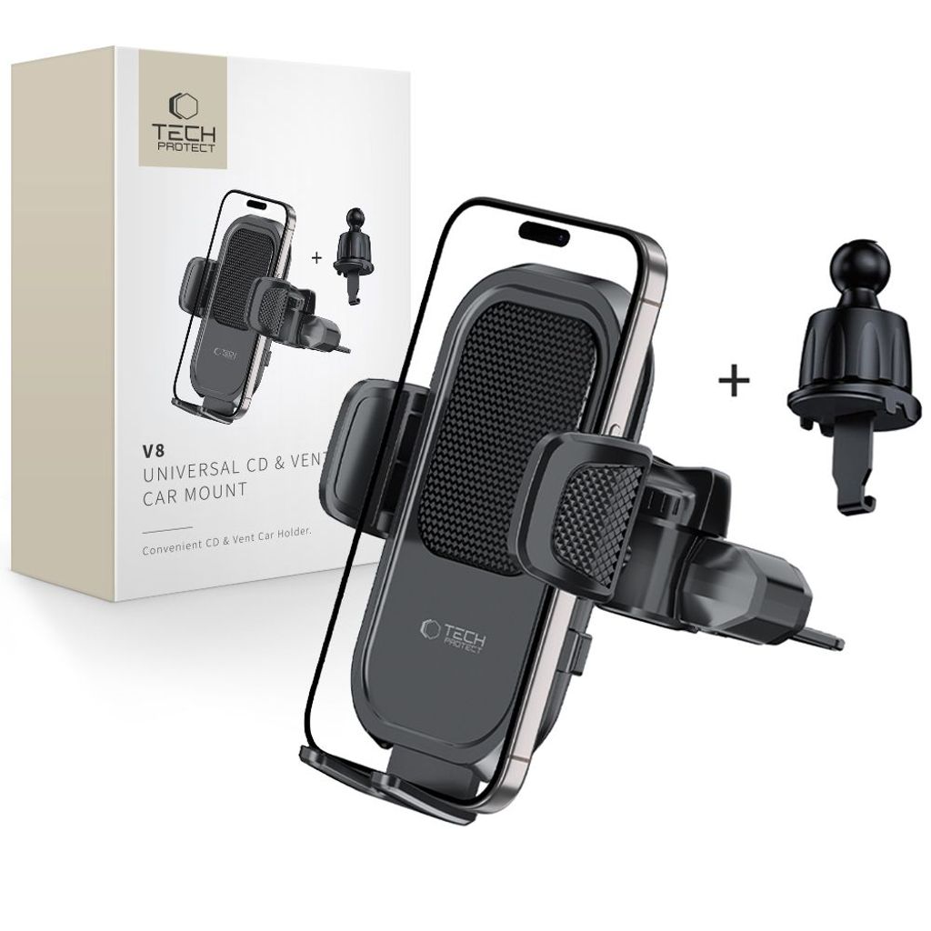 Tech-Protect V8 CD Player/Air Vent Phone Holder - Black