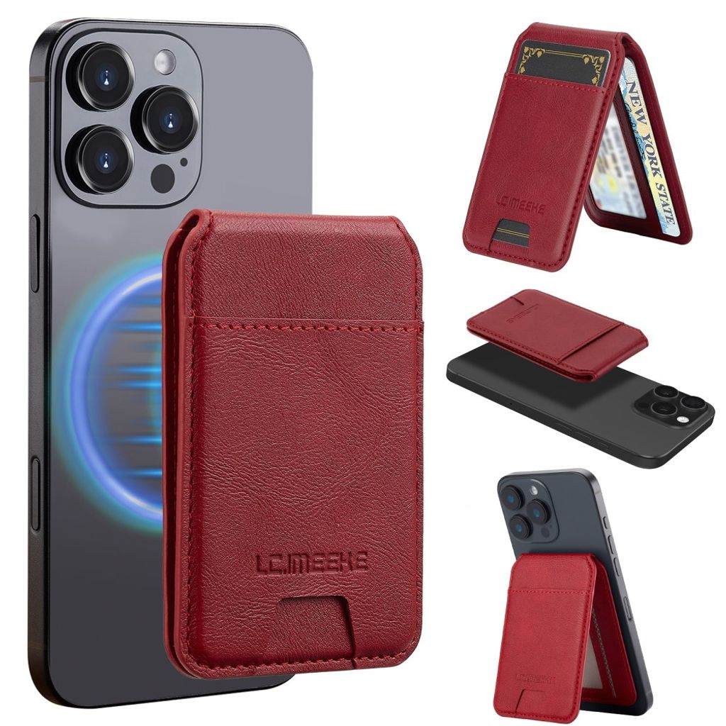 LC.IMEEKE MagSafe Card Holder 3 Cards RFID Blocking – Red — LC.IMEEKE