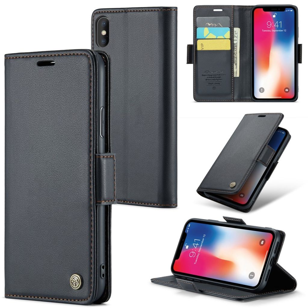 CASEME iPhone XS Max Wallet Cover RFID Blocking 3 Card Slots – Black