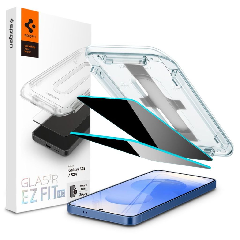 Spigen Glas.tR EZ Fit Privacy 2-pack Screen Protector for Samsung Galaxy S24/S25 — Spigen