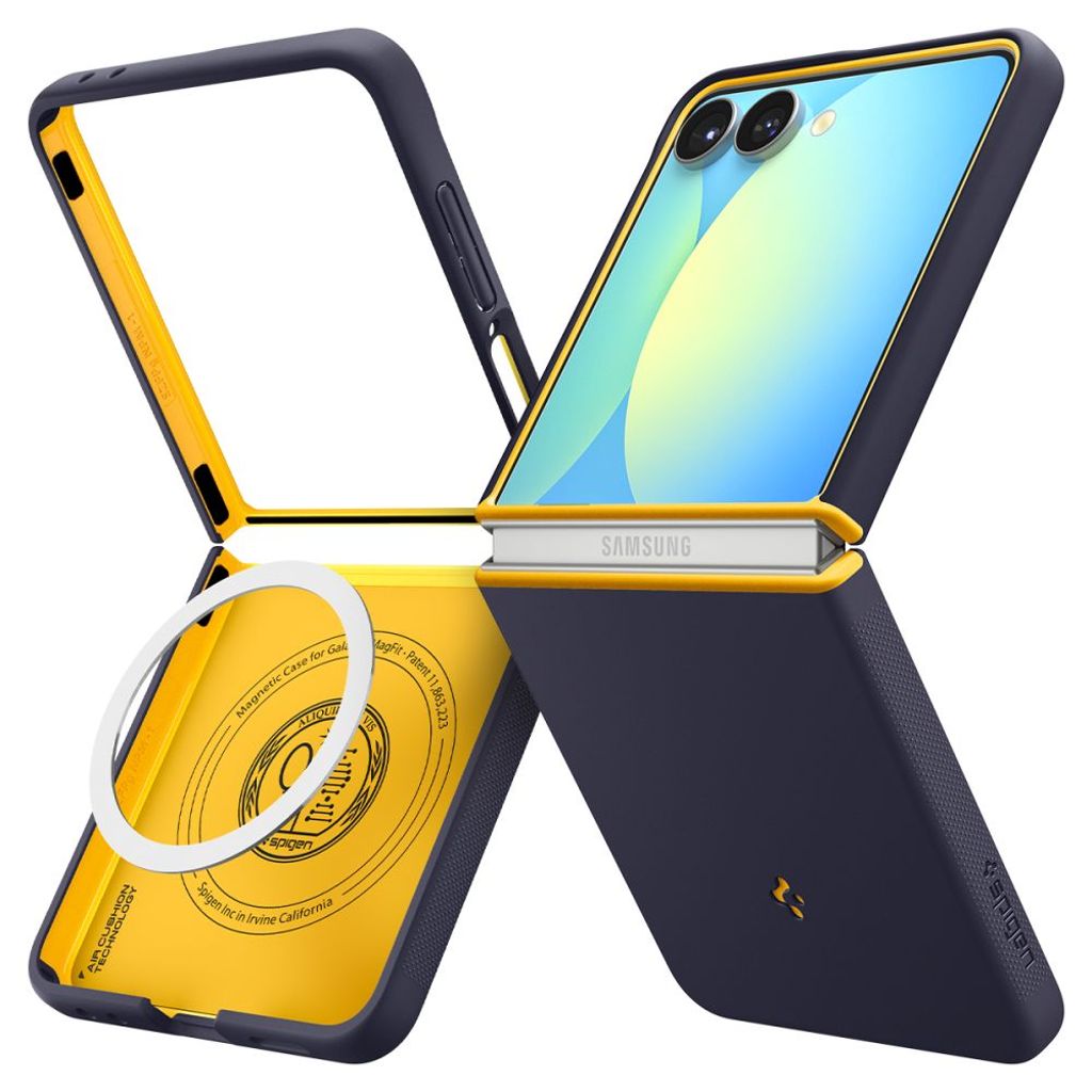Spigen Nano Pop MagSafe Case for Samsung Galaxy Z Flip 7 - Navy Blue/Yellow — Spigen