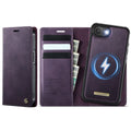 CASEME C49 iPhone 17e/16e MagSafe RFID Blocking Detachable Wallet Cover - Purple