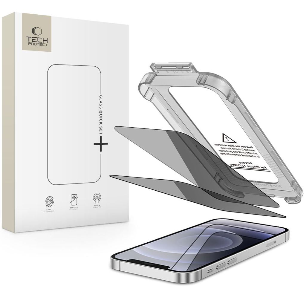 Tech-Protect Quick Set Spy+ iPhone 12/12 Pro Privacy Glass Screen Protector 2-Pack — Tech-Protect