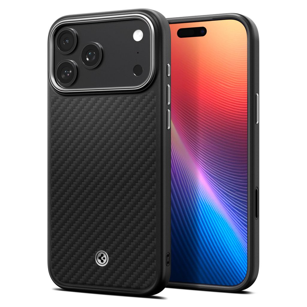 Spigen Enzo Aramid T MagFit Case for iPhone 18 Pro / 17 Pro - Black/Silver — Spigen