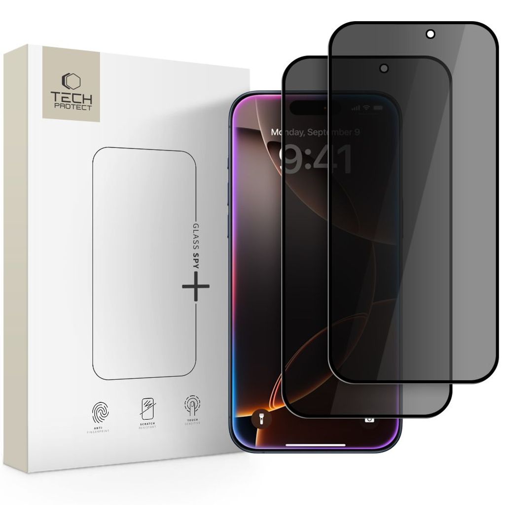 Tech-Protect Glass Spy+ iPhone 16 Pro/17/17 Pro Privacy Screen Protector 2-Pack — Tech-Protect