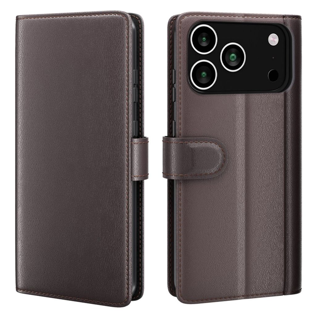 AMORUS iPhone 18 Pro Max/17 Pro Max Wallet Cover Genuine Leather – Brown — AMORUS