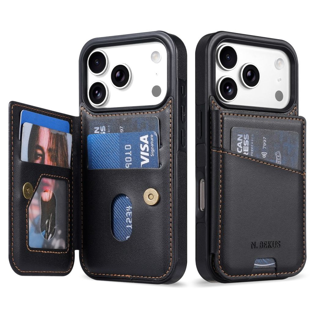 N.BEKUS iPhone 18 Pro Max/17 Pro Max Wallet Case RFID Blocking - Black — N.BEKUS