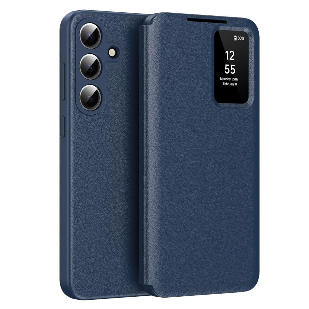 Samsung Galaxy S26 Wallet Cover Smart View Window PU Leather - Sapphire
