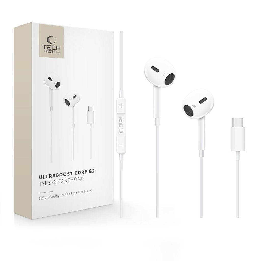 Tech-Protect Ultraboost Core G2 USB-C Headphones – White — Tech-Protect